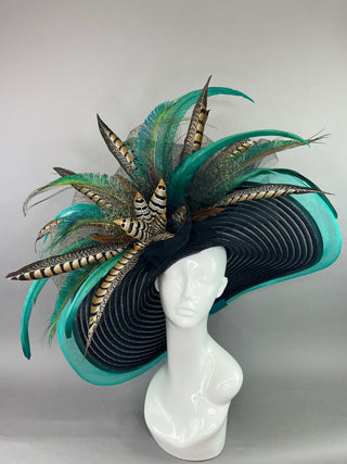 BLACK AND GREEN PHEASANT HAT