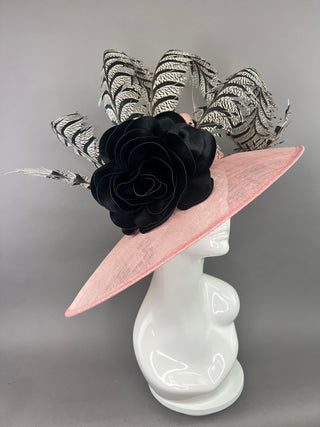 Blush Pink Hat with lady Amherst Feathers