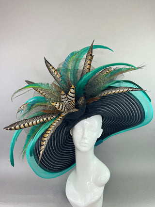 BLACK AND GREEN PHEASANT HAT