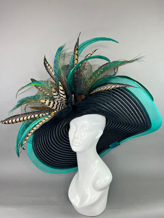 BLACK AND GREEN PHEASANT HAT