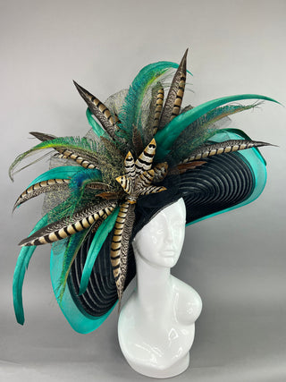 BLACK AND GREEN PHEASANT HAT