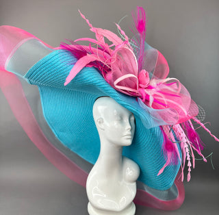 TURQUOISE FLOPPY WITH PINK BOW