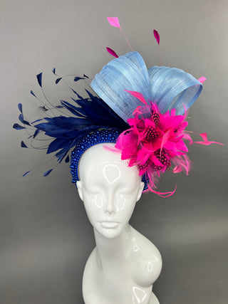 Blue and Fuchsia Fascinator Headband