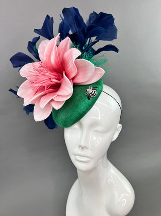 NAVY PINK BLOOM FASCINATOR