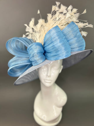 SHADES OF LIGHT BLUES KENTUCKY DERBY HAT