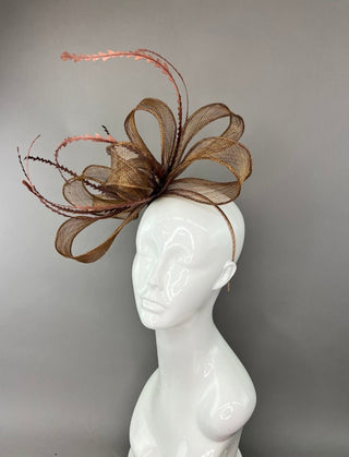 BROWN SINAMAY BOW FASCINATOR - The Hat Hive