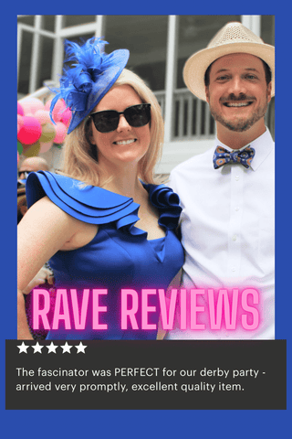 IVORY FASCINATOR WITH COUNTRY BLUE FEATHERS - The Hat Hive