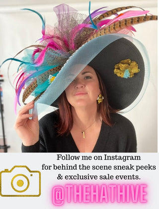 IVORY FASCINATOR WITH COUNTRY BLUE FEATHERS - The Hat Hive