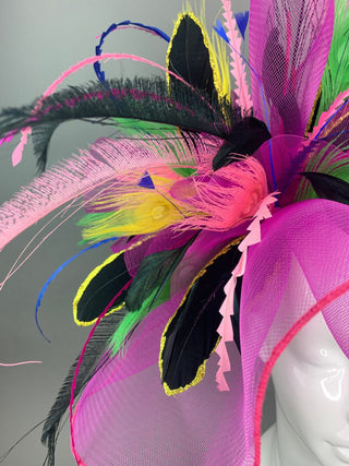 FUCHSIA FANFARE FASCINATOR - The Hat Hive