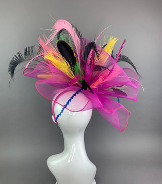 FUCHSIA FANFARE FASCINATOR - The Hat Hive
