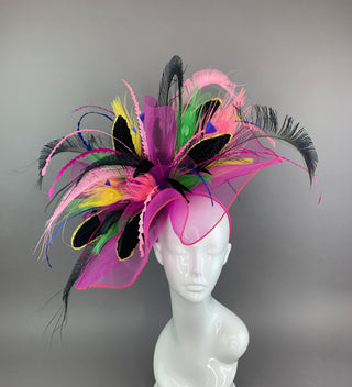 FUCHSIA FANFARE FASCINATOR - The Hat Hive
