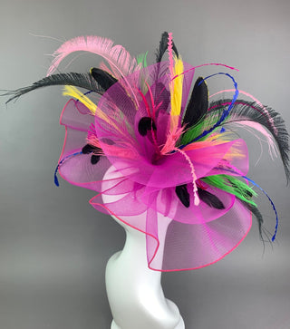 FUCHSIA FANFARE FASCINATOR - The Hat Hive