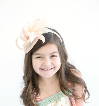 Girl's Peachy Pink Fascinator, - The Hat Hive