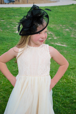 Girls Black Fascinator, Black Hat, Tea Party Hat, Church Hat, Derby Hat, Fancy Hat, Tea Party Hat, wedding hat, British Hat