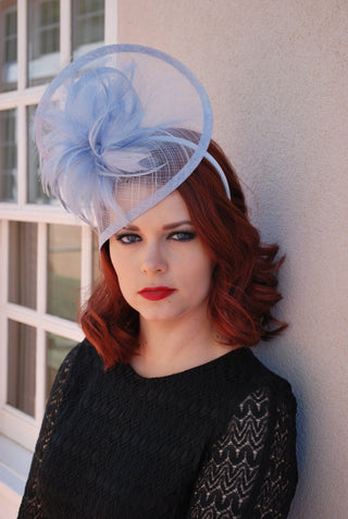 Baby Blue Fascinator, Womens Tea Party Hat, Church Hat, Derby Hat, Fancy Hat, Teal Green Hat, Cocktail Hat, British Hat
