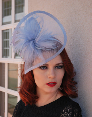 Baby Blue Fascinator, Womens Tea Party Hat, Church Hat, Derby Hat, Fancy Hat, Teal Green Hat, Cocktail Hat, British Hat