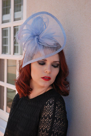 Baby Blue Fascinator, Womens Tea Party Hat, Church Hat, Derby Hat, Fancy Hat, Teal Green Hat, Cocktail Hat, British Hat