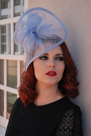 Baby Blue Fascinator, Womens Tea Party Hat, Church Hat, Derby Hat, Fancy Hat, Teal Green Hat, Cocktail Hat, British Hat