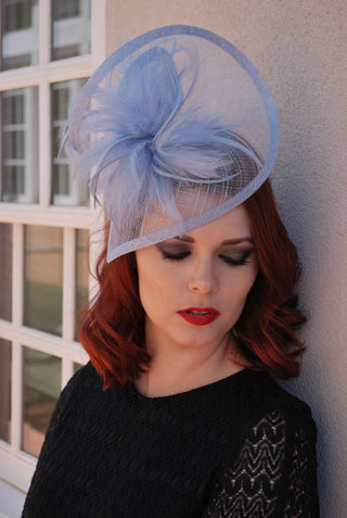 Baby Blue Fascinator, Womens Tea Party Hat, Church Hat, Derby Hat, Fancy Hat, Teal Green Hat, Cocktail Hat, British Hat