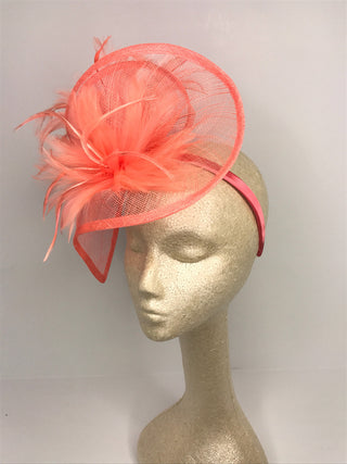 The Taylor Coral Fascinator, Tea Party Hat, Church Hat, Kentucky Derby Hat, Fancy Hat, Pink Hat, Wedding Hat, British Hat, Coral Hat