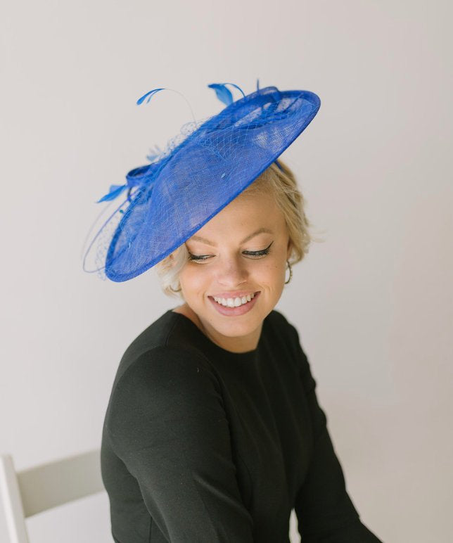 Royal Blue Fascinator Derby Hat on Headband, several colors avail, Chu –  The Hat Hive