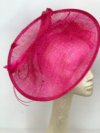 THH036 Pink Fascinator with Yellow Rose, Pink Derby Hat, Womens Tea Party Hat, Church Hat, Derby Hat, Fancy Hat, Royal Hat, Tea Party Hat,