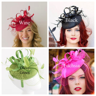 Hot Pink Fascinator with Veil, Tea Party Hat, Church Hat, Kentucky Derby Hat, Fancy Hat, Pink Hat, Tea Party Hat, wedding hat, British Hat