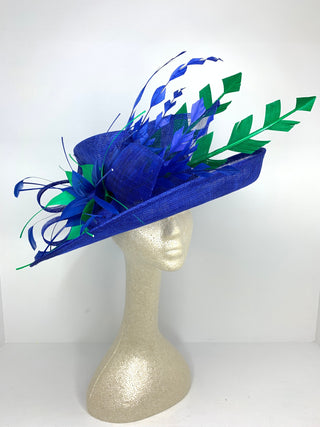 Royal Blue and Green Kentucky Derby Hat, Church hat, Tea Party Hat, Blue Hat, Formal Hat, Fashion Hat, Church Hat, Derby Hat