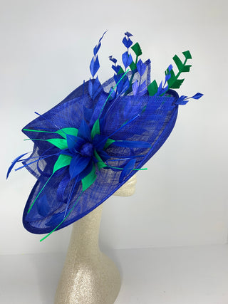 Royal Blue and Green Kentucky Derby Hat, Church hat, Tea Party Hat, Blue Hat, Formal Hat, Fashion Hat, Church Hat, Derby Hat