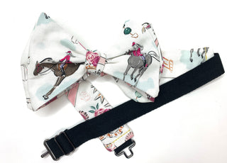Horse Jockey Derby Theme Mens Reversible Bow Tie