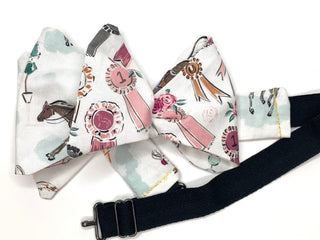 Horse Jockey Derby Theme Mens Reversible Bow Tie