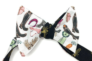 Gold Bee Derby Theme Mens Reversible Bow Tie