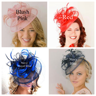 Black Fascinator on headband - light and easy to wear Women's Hat with Veil, Kentucky Derby Hat, wedding hat, British Hat