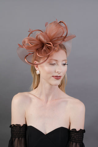 Brown Mesh Crinoline Fascinator on headband, Mocha Brown Fascinator, Women's Tea Party Hat, Church Hat, Derby Hat, Fancy Hat, British Hat,