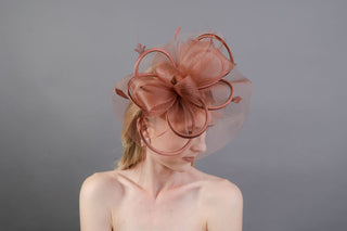 Brown Mesh Crinoline Fascinator on headband, Mocha Brown Fascinator, Women's Tea Party Hat, Church Hat, Derby Hat, Fancy Hat, British Hat,