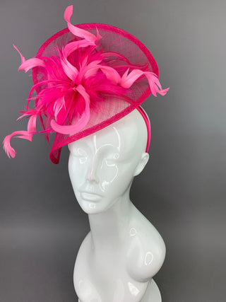 Fuschia and light pink Fascinator, Womens Tea Party Hat, Church Hat, Derby Hat, Fancy Hat, Bachelorette Hat, Tea Party Hat, wedding hat