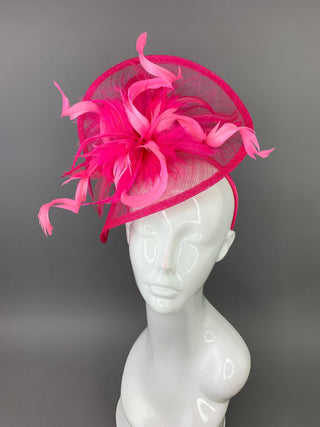 Fuschia and light pink Fascinator, Womens Tea Party Hat, Church Hat, Derby Hat, Fancy Hat, Bachelorette Hat, Tea Party Hat, wedding hat