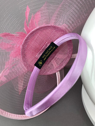 Light Pink Fascinator on headband, Women's Tea Party Hat, Hat with Veil, Church Hat, Kentucky Derby Hat, Fancy Hat, wedding hat,