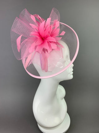 Light Pink Fascinator on headband, Women's Tea Party Hat, Hat with Veil, Church Hat, Kentucky Derby Hat, Fancy Hat, wedding hat,