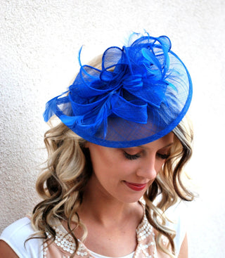 The Kenni Royal Blue Fascinator, Tea Party Hat, Church Hat, Derby Hat, Fancy Hat, High Tea Hat, wedding hat, Blue Fascinator, womens hat