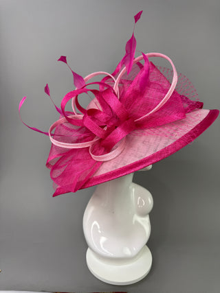 FUCHSIA PINK TWO TONED WITH LIGHT PINK ROUND BRIM HAT