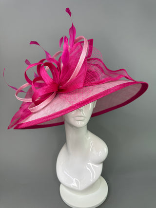 FUCHSIA PINK TWO TONED WITH LIGHT PINK ROUND BRIM HAT