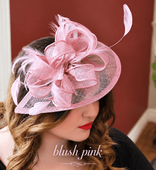 Blush Pink feather fascinator for weddings, Easter hat, tea parties and Kentucky Derby events