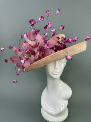 BURGUNDY WITH SHADES OF PINK KENTUCKY DERBY HAT