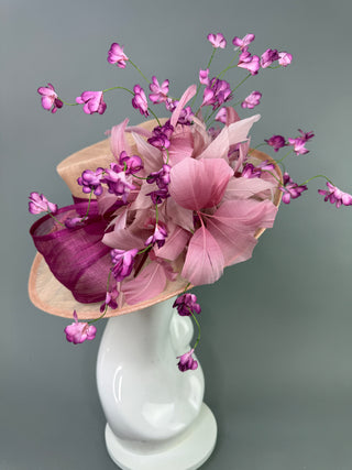BURGUNDY WITH SHADES OF PINK KENTUCKY DERBY HAT