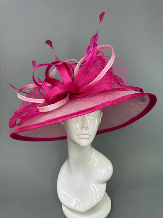 FUCHSIA PINK TWO TONED WITH LIGHT PINK ROUND BRIM HAT