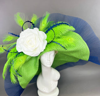 LIME GREEN AND NAVY OVERSIZED FLOPPY HAT