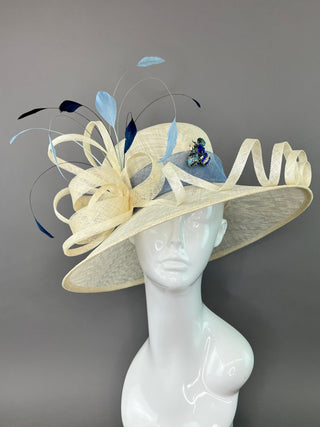 IVORY HAT WITH POWDER BLUE