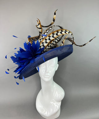 NAVY FLIPPED BRIM WITH LADY AMHERST FEATHERS