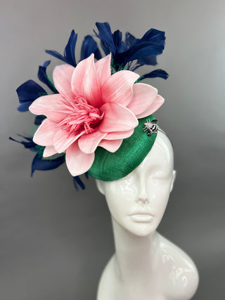 NAVY PINK BLOOM FASCINATOR